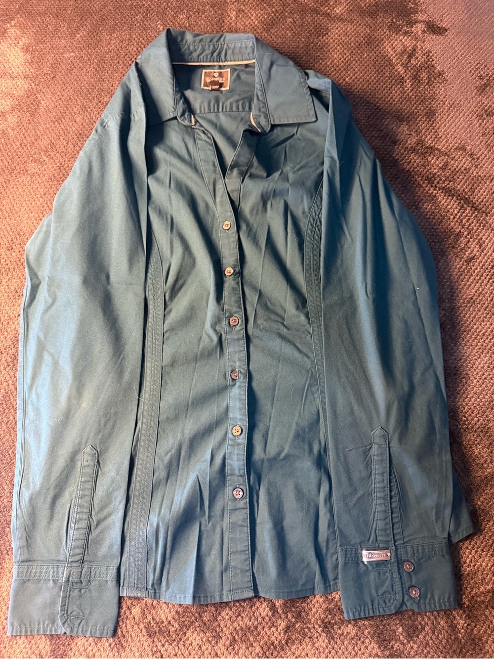 Express the  Essential Shirt botton shirt teal medium